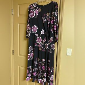 Black Floral Midi Dress